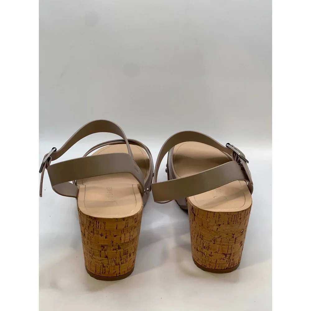 Journee Collection Valentina Taupe Cork Platform Wedge Sandals Womens 12M New
